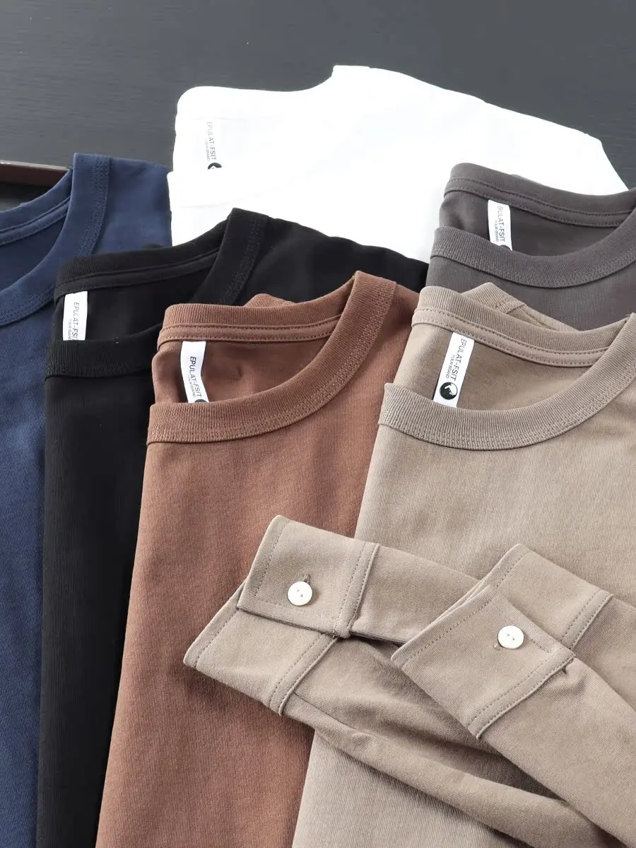 

Heavyweight 280g Pure Cotton round Ne Long Sve Basic T-irt for Men Casual Versatile Color Commuting Underwear