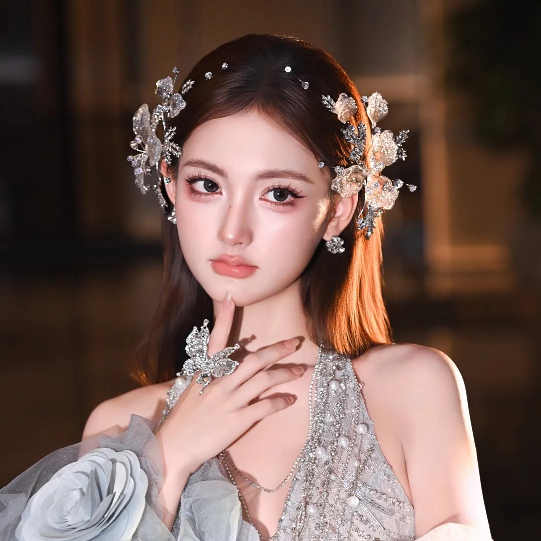 Handmade Korean Japanese High End Water Jelly Flower Hairpin Sweet Bridal Makeup Wedding Dress Banquet Accessory