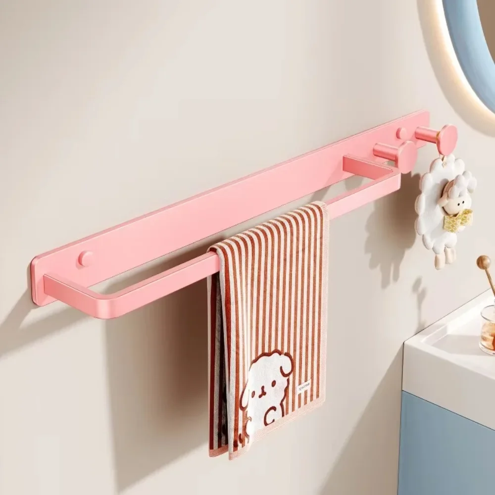 Toallero Acero Inoxidable 304 Rosa, Soporte Pared Sin Taladro, Barra Individual Para Baño, Accesorio Para El Hogar