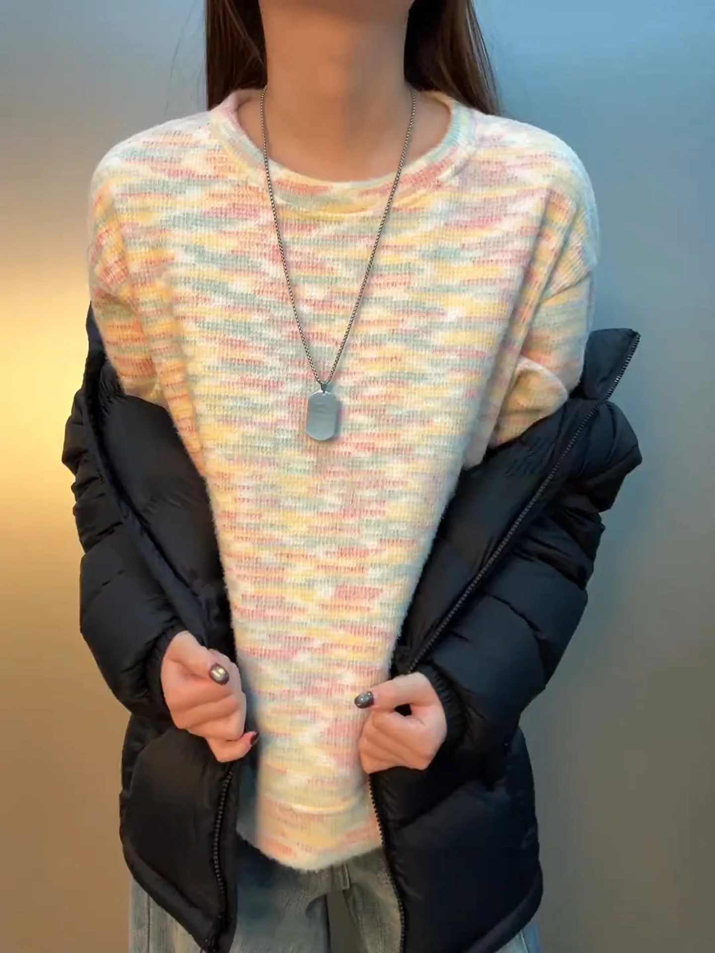 

American Sle Fce Lined round Ne Sweatirt Men's Long Sve T-irt Thiened Hoodie Base Layer Top