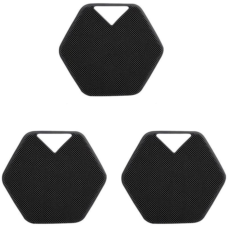 3 Pieces Silicone Exfoliating Body Scrubber Shower And Bath Accessories With Storage Hooks Easy To Clean (Black)