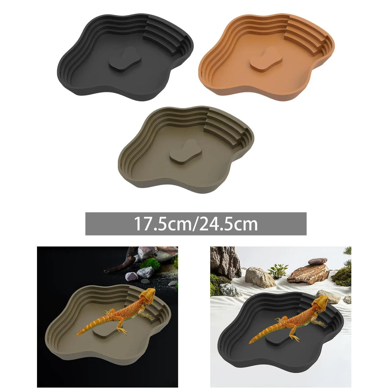 Reptile Bathing Pool with Ramp Tortoise Water Dish for Leopard Gecko Hamster