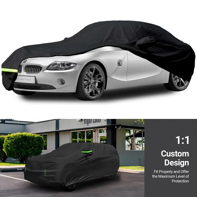 

210T уличные водонепроницаемые автомобильные чехлы на заказ для BMW Z4 2003-2008 годов подходят 100% водонепроницаемые с ветрозащитным ремешком и одной дверной молнией