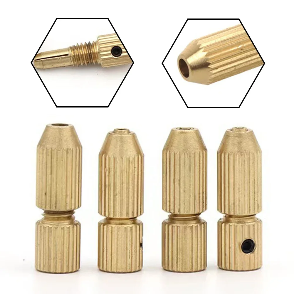 2pcs Mini Drill Chuck Collet Set 2.0mm Shaft Hole Brass Electric Motor Shaft Clamp Small Collet Adapter Fixture Drill Chuck