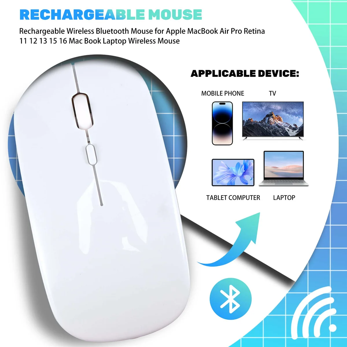 NEW Rechargeable Wireless Bluetooth Mouse for Air Pro Retina 11 12 13 15 16 Book Laptop Wireless Mouse