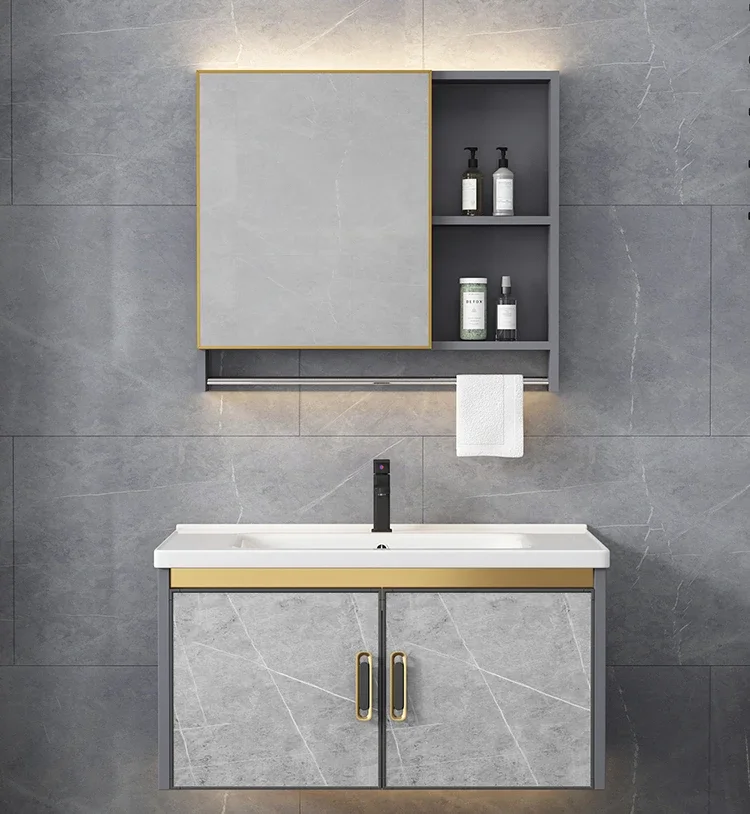 Wash basin cabinet, bathroom, light luxury rock board, bathroom, ceramic integrated balcony, washbasin