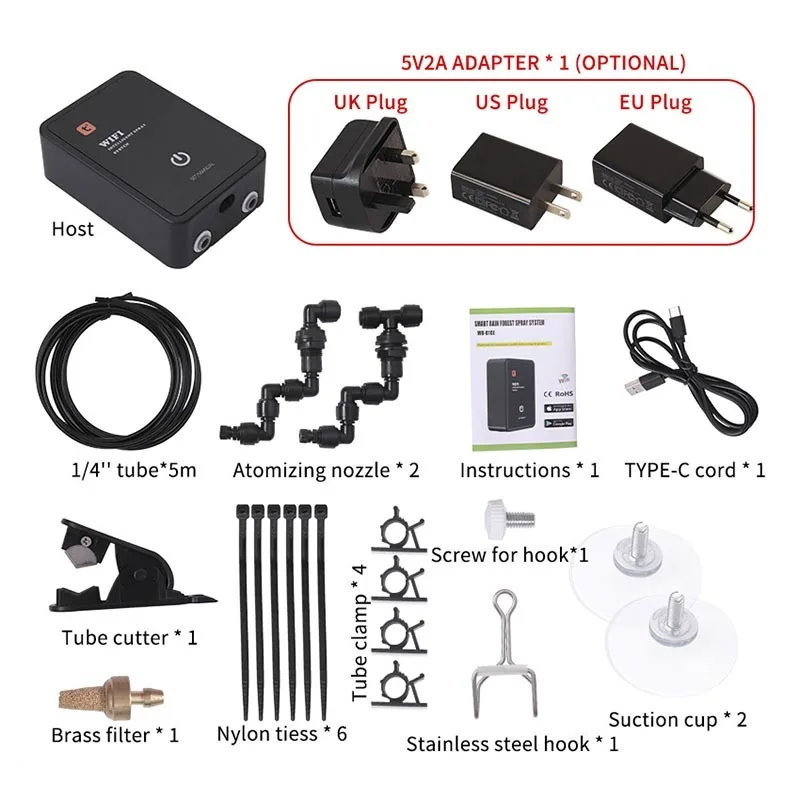 Tuya Wifi Smart Reptile Fogger Terrariums Humidifier Timer Automatic Mist Rainforest Spray System Kit Sprinkler Controller