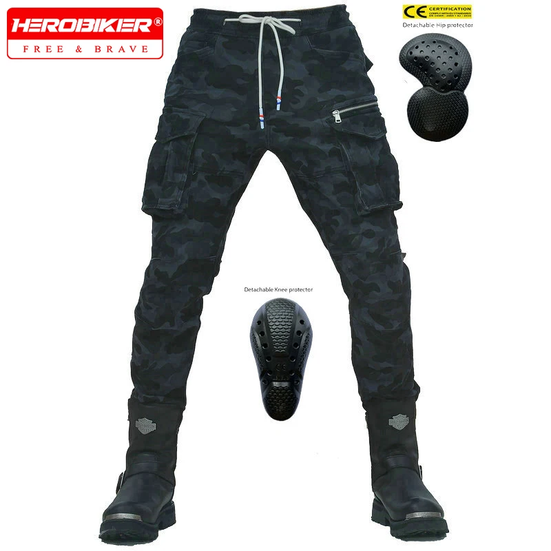 

New Motorcycle Riding Pants, Men's All-season Casual Trousers, Retro Commuting Camouflage Motorcycle Multi-pocket Workwear Pants
