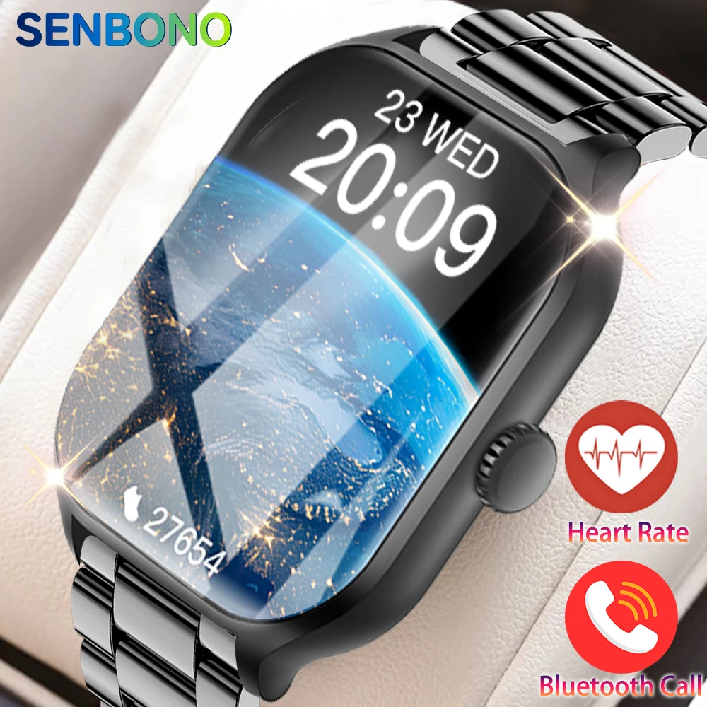 

SENBONO 2025 New Men Smart Watch Answer/Make Call Heart Rate Sleep Monitoring Fitness Tracker Sports Smartwatch for Android iOS