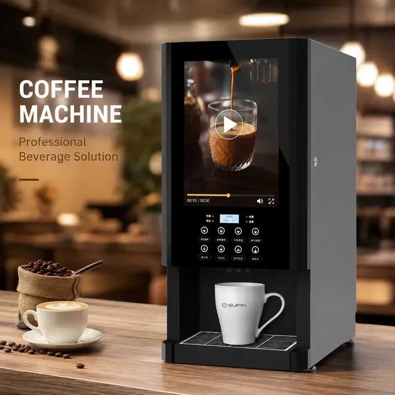 for SUPIN 308F Commercial Instant Coffee Machine Multi Flavor Beverage Dispenser Video Ad Lightbox Vending Machine for Office