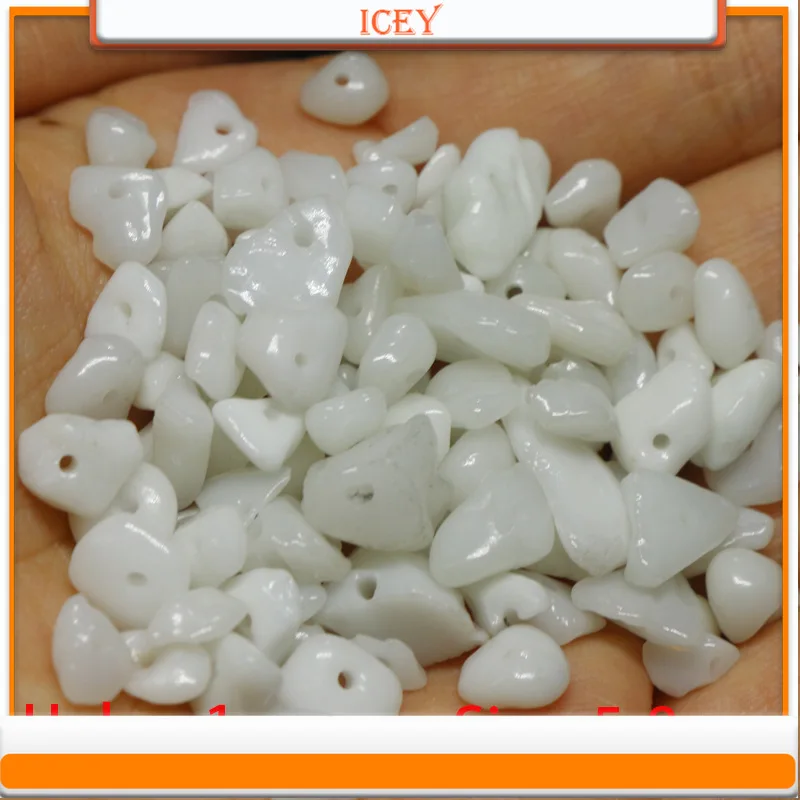 Icey 10pcs White Jade Loose Beads with Holes Crystal Loose Beads Crushed Stones Gemstones Loose Beads Fish Tank Stones