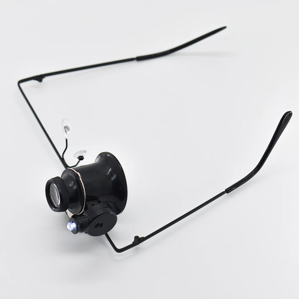 Fascia per capelli 20X lente d'ingrandimento lente d'ingrandimento lente d'ingrandimento per gioielli riparazione orologio lente d'ingrandimento per orologiaio con 1 luce a LED