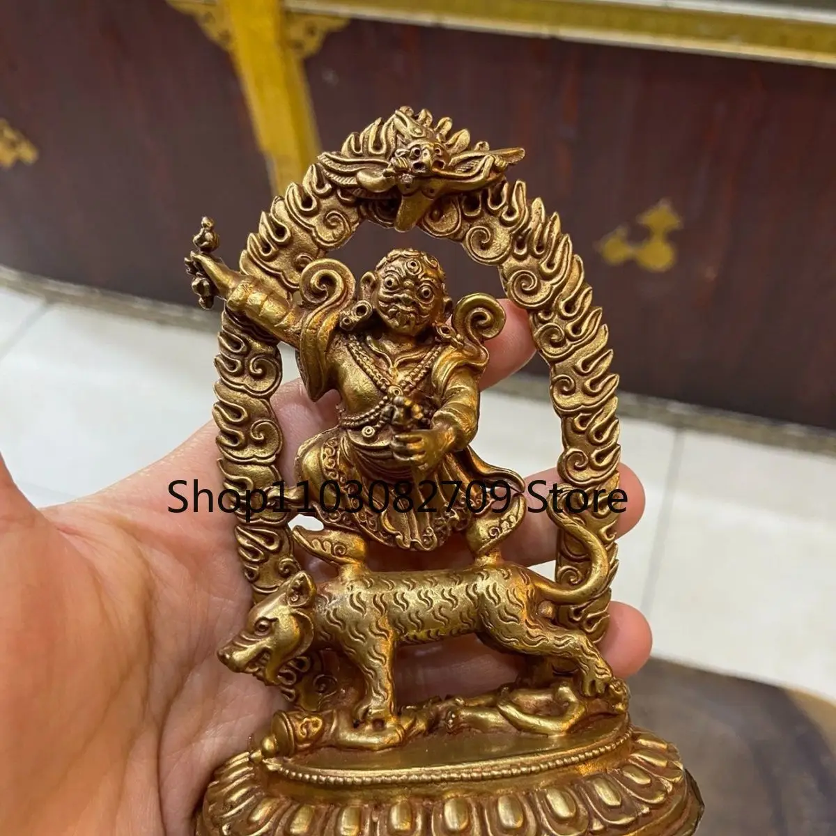 Angry Lotus Master Nepalese Copper Gilt Angry Lotus Master Statue 11.5cm Living Room Buddha Front Ornament