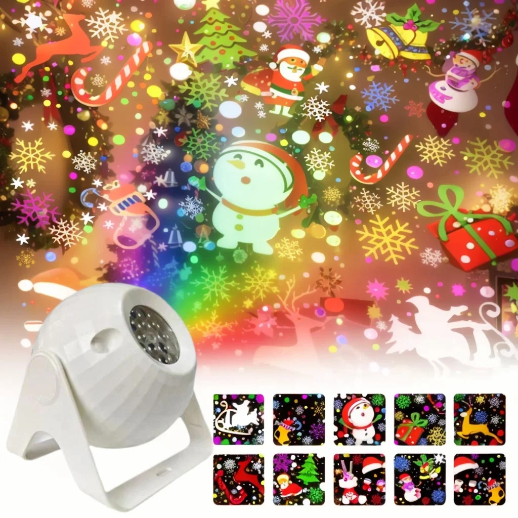 Pop Christmas Projector Lights USB Power 16 Pattern LED Fairy Light Rotat Party Laser Projector For Xmas Decoration Holiday Ligh