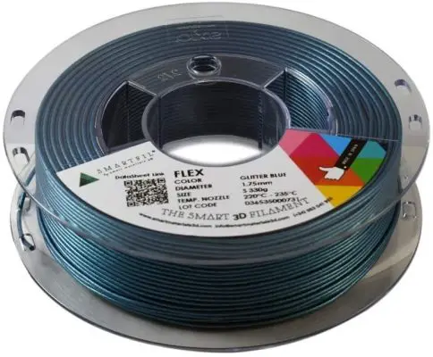 FLEXIBLE Filament Glitter Blue Smartfil 1,75mm 330gr Smart Materials 3D printer FDM Creality Ender manufactured shipped Spain