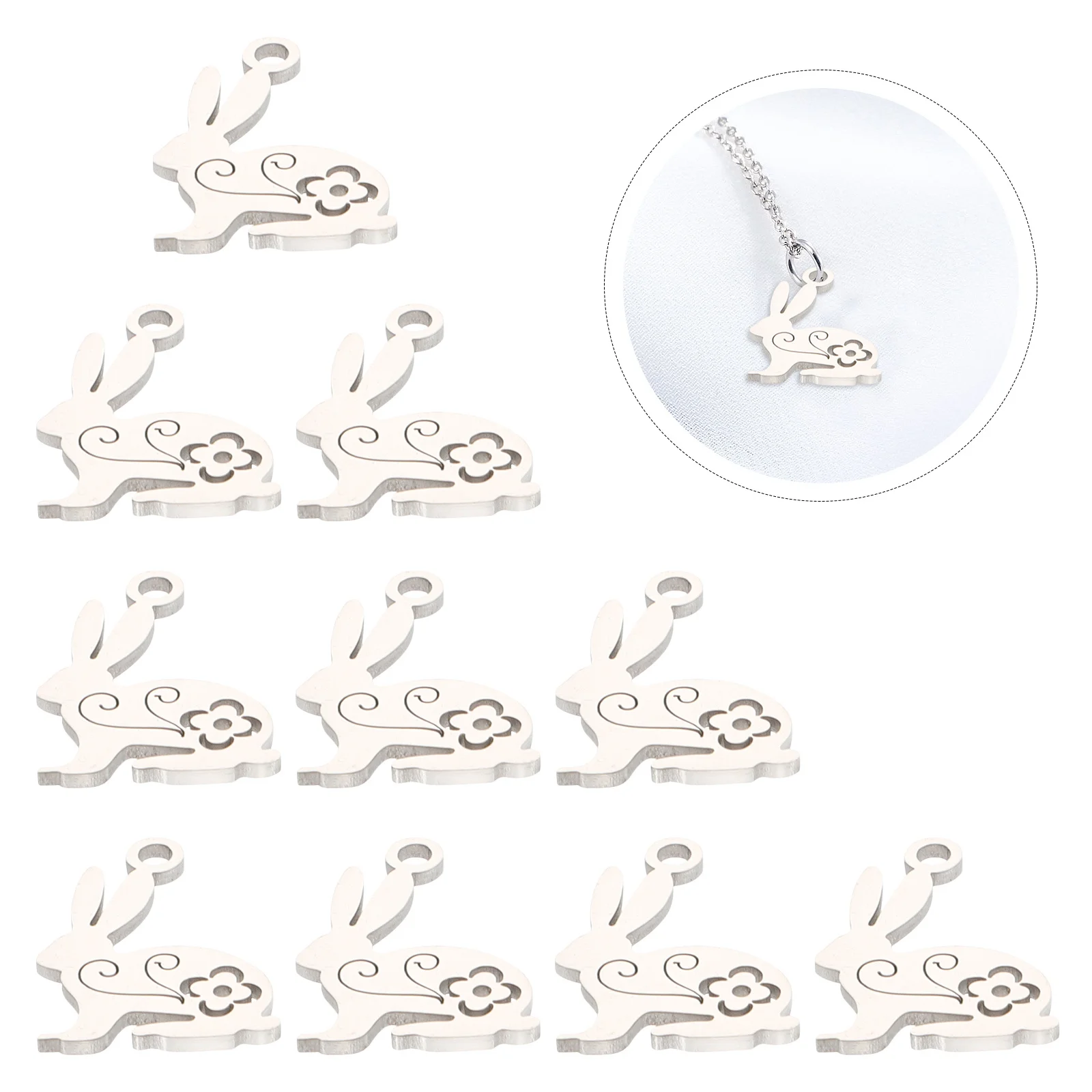 

10Pcs Stainless Steel Rabbit Charms Cute Bunny Pendants for DIY Necklace Bracelet Jewelry Making Stainless Steel Rabbit Charms