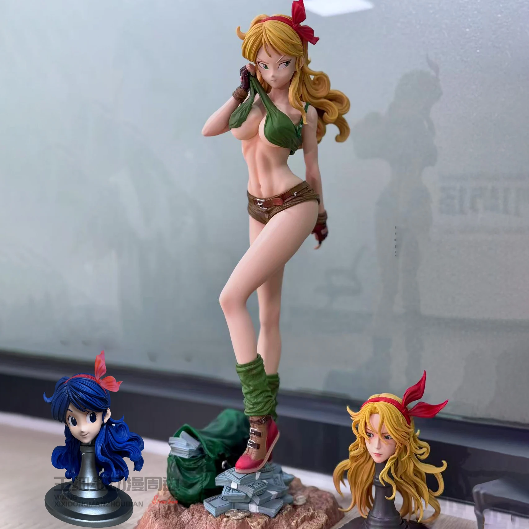 

34cm Dragon Ball Anime Figure Ranchi Figures Three Heads Launch Statue Collection Dolls Desk Decoration Model Toys Kids Gifts