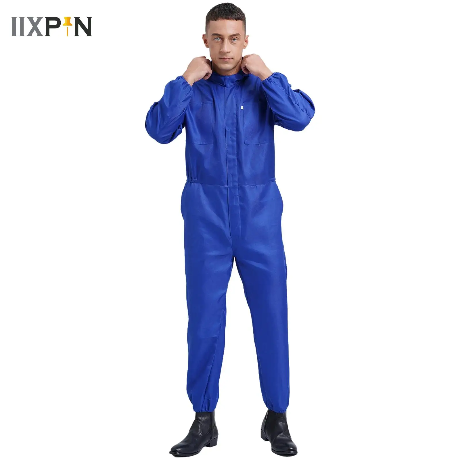 Tute uniformi da meccanico unisex Tute da uomo con tasche grandi Tute Salopette per operaio da officina Tuta con cappuccio antipolvere