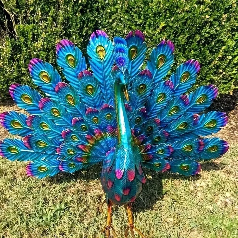 

Iron Art Simulation Peacock Sculpture Detachable Cute Open Screen Peacock Statue Crafts Animal Miniatures Figurine Gift