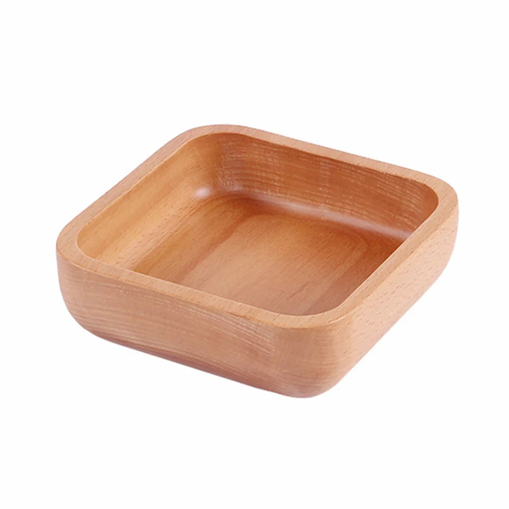 

Solid Wood Salad Bowl M Size Thick Portable Eco-Friendly Square Wooden Tableware Perfect for Kitchen Fruits Rice Soup