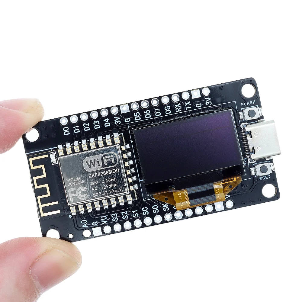 NodeMCU ESP8266 V3 Development Board With 0.96 Inch OLED Display CH340 ESP-12F WiFi Module TYPE-C USB For IDE/Micropython