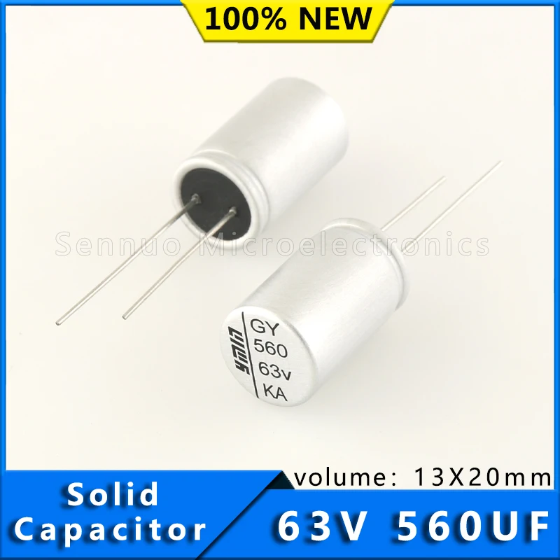 2pcs new 63v 560uf capacitor 13x20mm 560 uf 63 v Solid Electrolytic Capacitor High allowable ripple current and low ESR