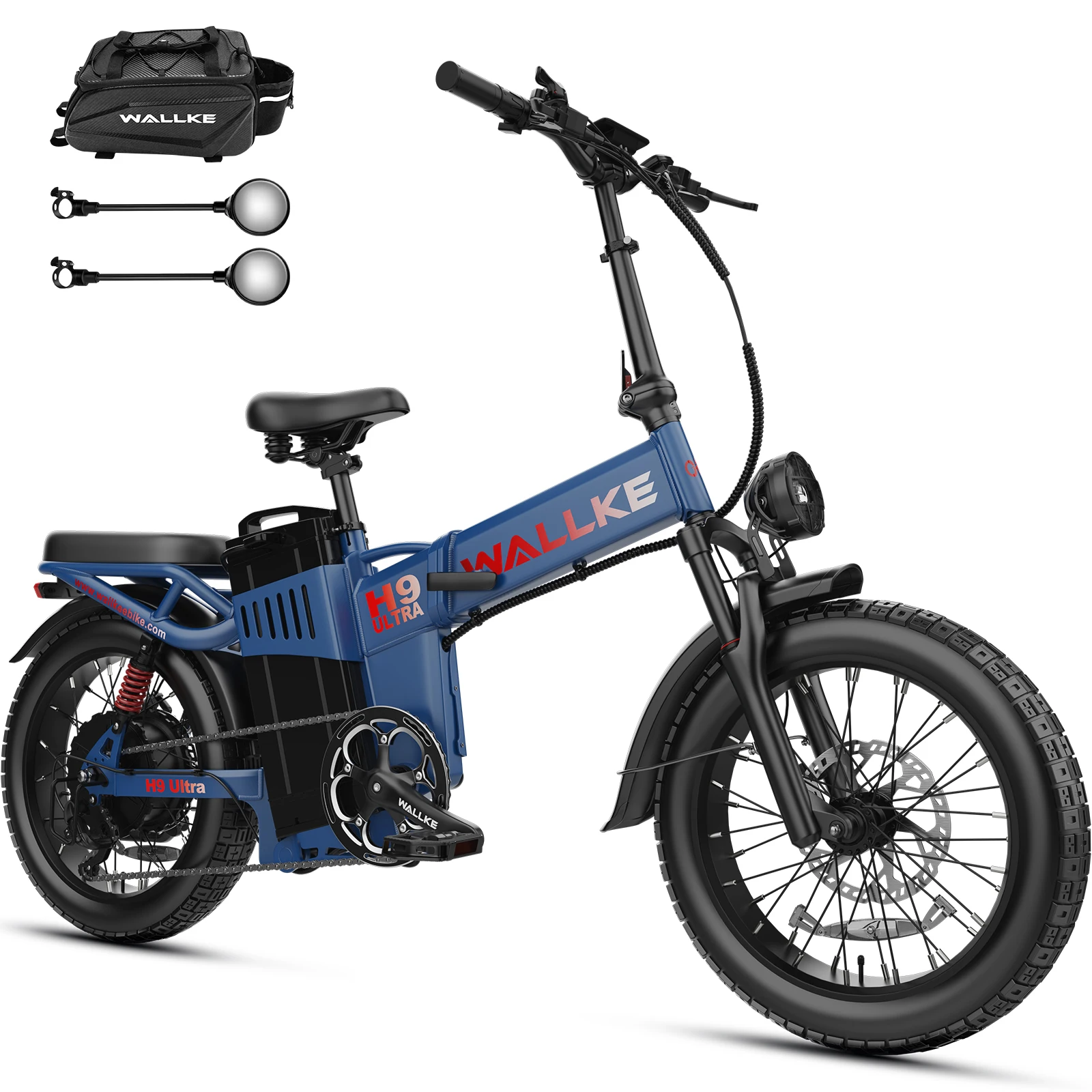 W Wallke H9 Ultra Electric Bike for Adults, 48V 40Ah Long Range Ebike, Fast E-Bike, 20"x4" Fat Tire Electric Bicycle, Torque Sensor, UL2849