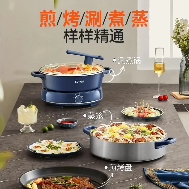 تكون مناسبة للطباخ الكهربائي ذو الوعاء الساخن الكهربائي المنزلي المقسم متعدد الوظائف للتبخير والقلي وعاء الطبخ ذو سعة كبيرة f