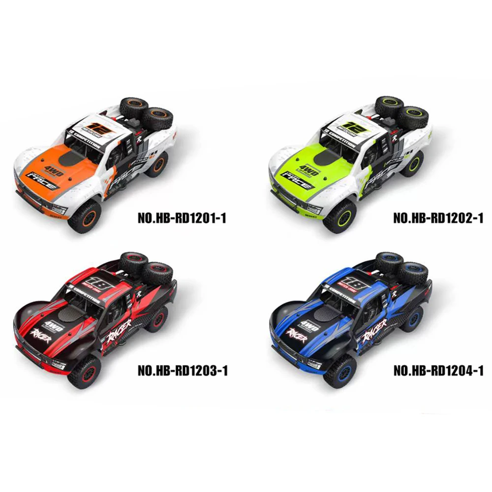 HB RC سيارة R1201 1/12 مقياس كامل 4WD بطاقة قصيرة بدون فرش مع مصباح ليد 45 km/ساعة شاحنة قصيرة لعبة الصبي RC نموذج لهدايا الأطفال