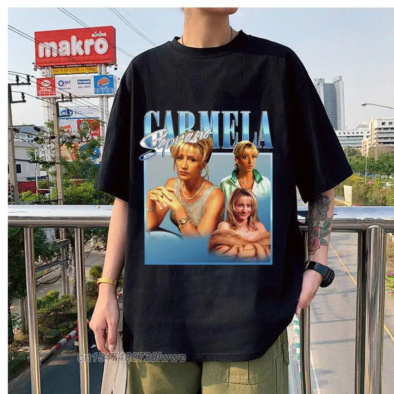 Carmela Soprano Classic Harajuku Simple Personality Print Wild 100% Cotton Loose Man Sport T-Shirt Hip Hop