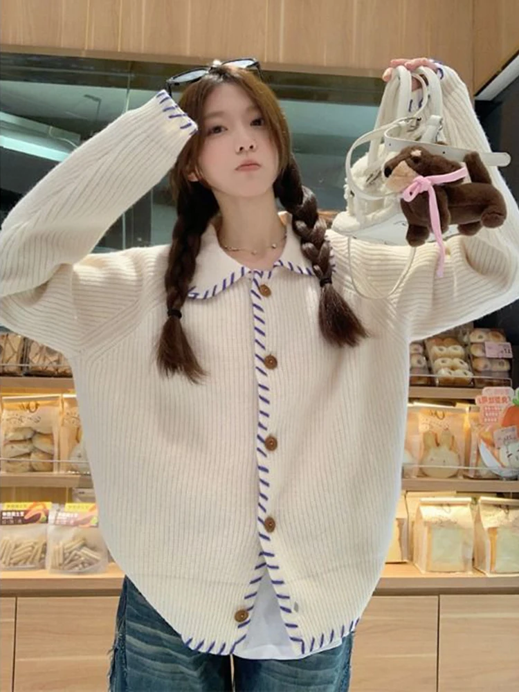 

Women Autumn Winter New Loose Long Sleeve Elegance Knitted Cardigan Casual Versatile Lazy Style Fashion Sweater Coats