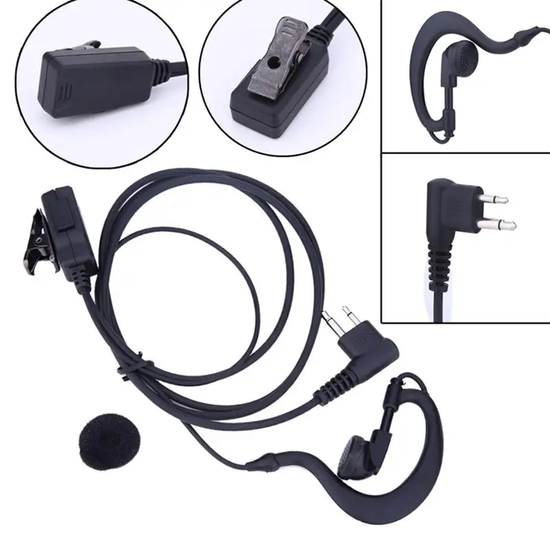 2 Pin Acoustic Tube Earpiece Mic PTT Headset for Motorola Radios GP88 GP300 Walkie Talkie Earpiece