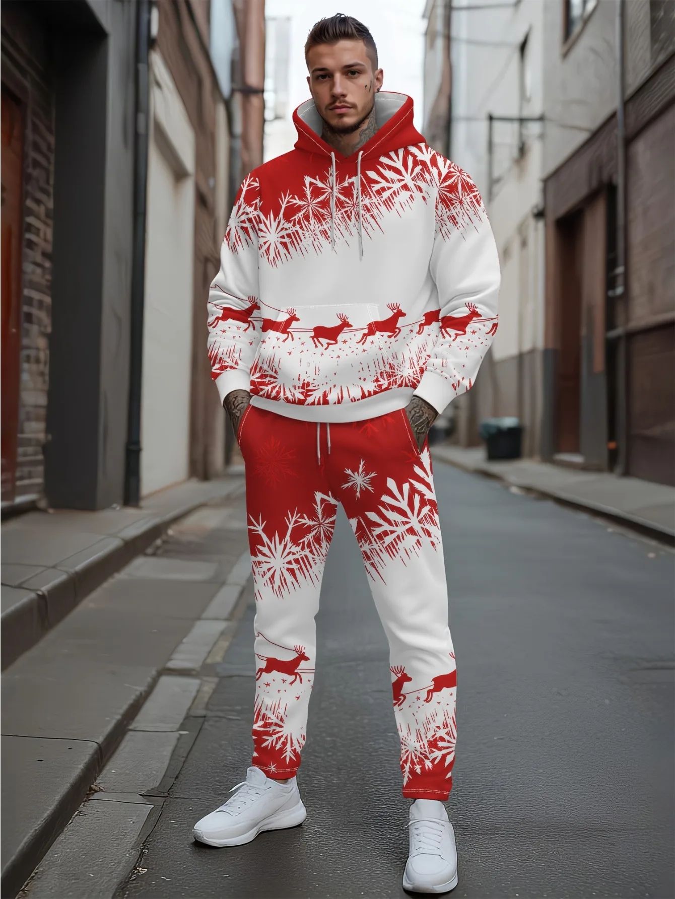 Christmas 3D Print Hoodies Suit Christmas Santa Claus Man Woman Tracksuit Pants 2pcs New Year Party Casual  jogging Tracksuit