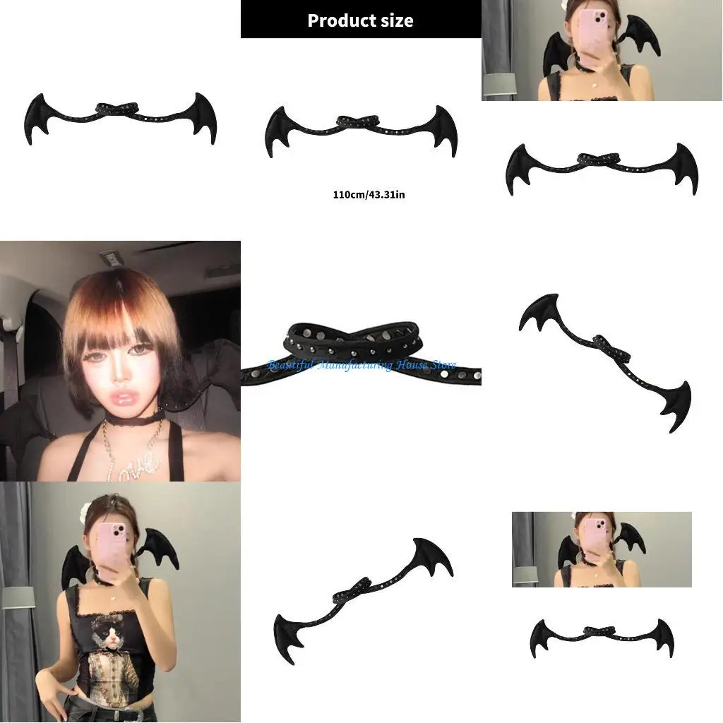 

E56A Practical Fabric Bat Wing Necklace Portable Accessory Party Supplies Suitable for Music Festivals and Everyday Wear