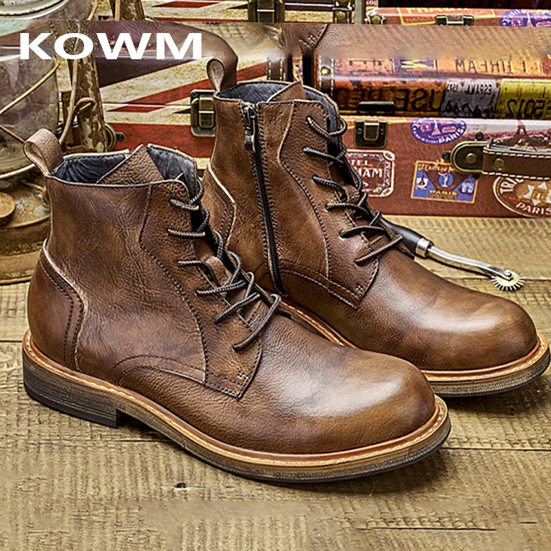 KOWM Outdoor męskie buty turystyczne wodoodporne taktyczne buty myśliwskie ze skóry bydlęcej trampki kempingowe kostki damskie buty trekkingowe na co dzień