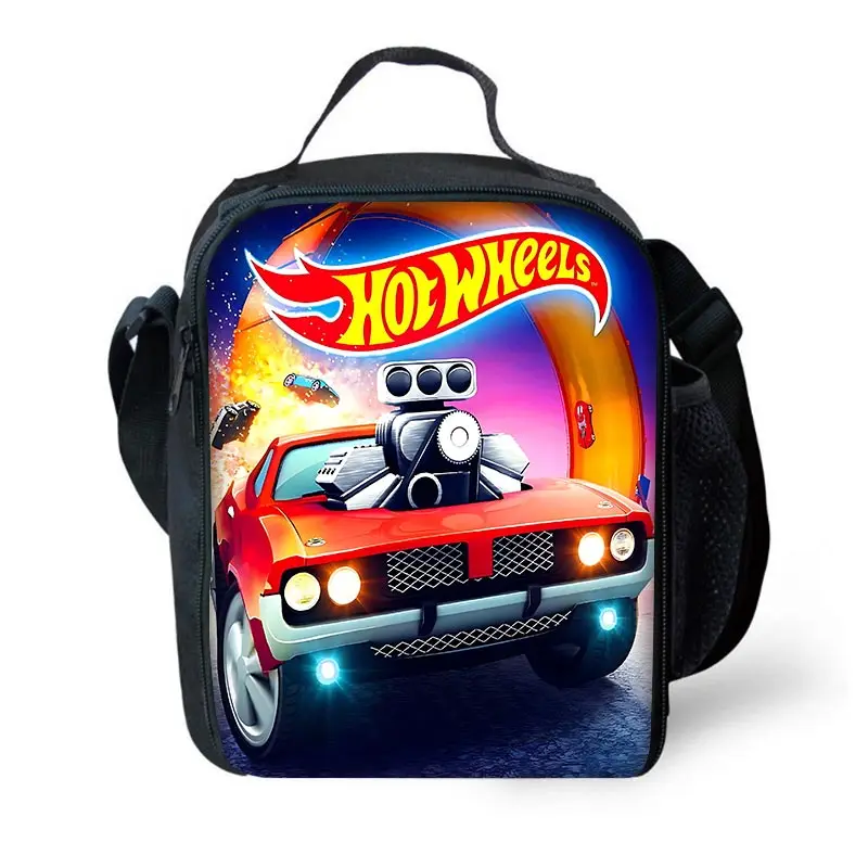 Lancheira isolada Hot Wheels dos desenhos animados, saco de grande capacidade para crianças, estudantes e piquenique ao ar livre, refrigerador reutilizável para meninos e meninas, carros, piquenique