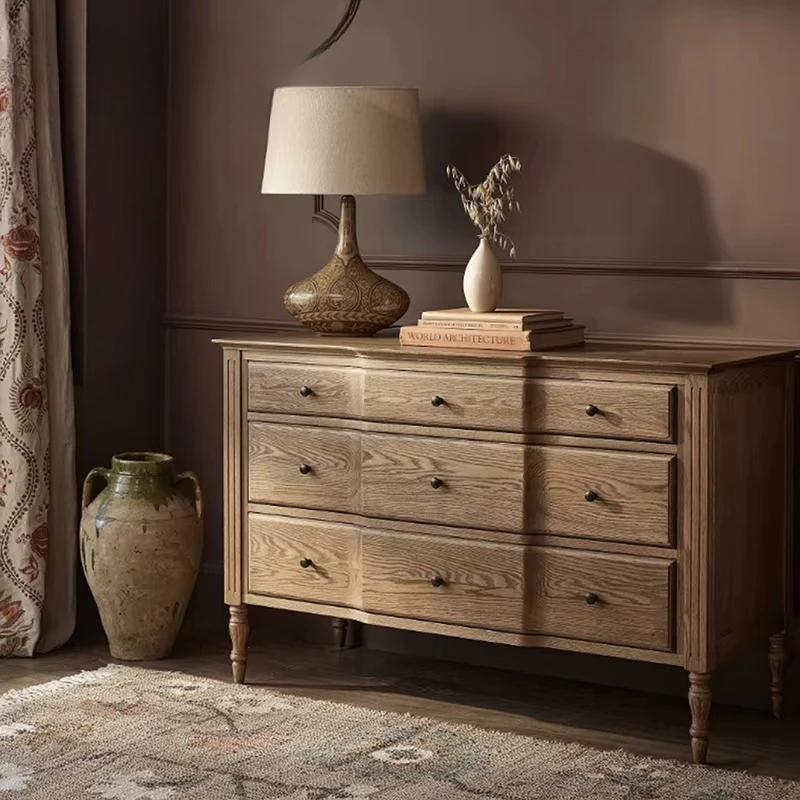 

Modern Luxury Solid Wood Nine-Drawer Bedroom Dresser Antique Wardrobe with Multiple Drawers Storage Chest Cabinet