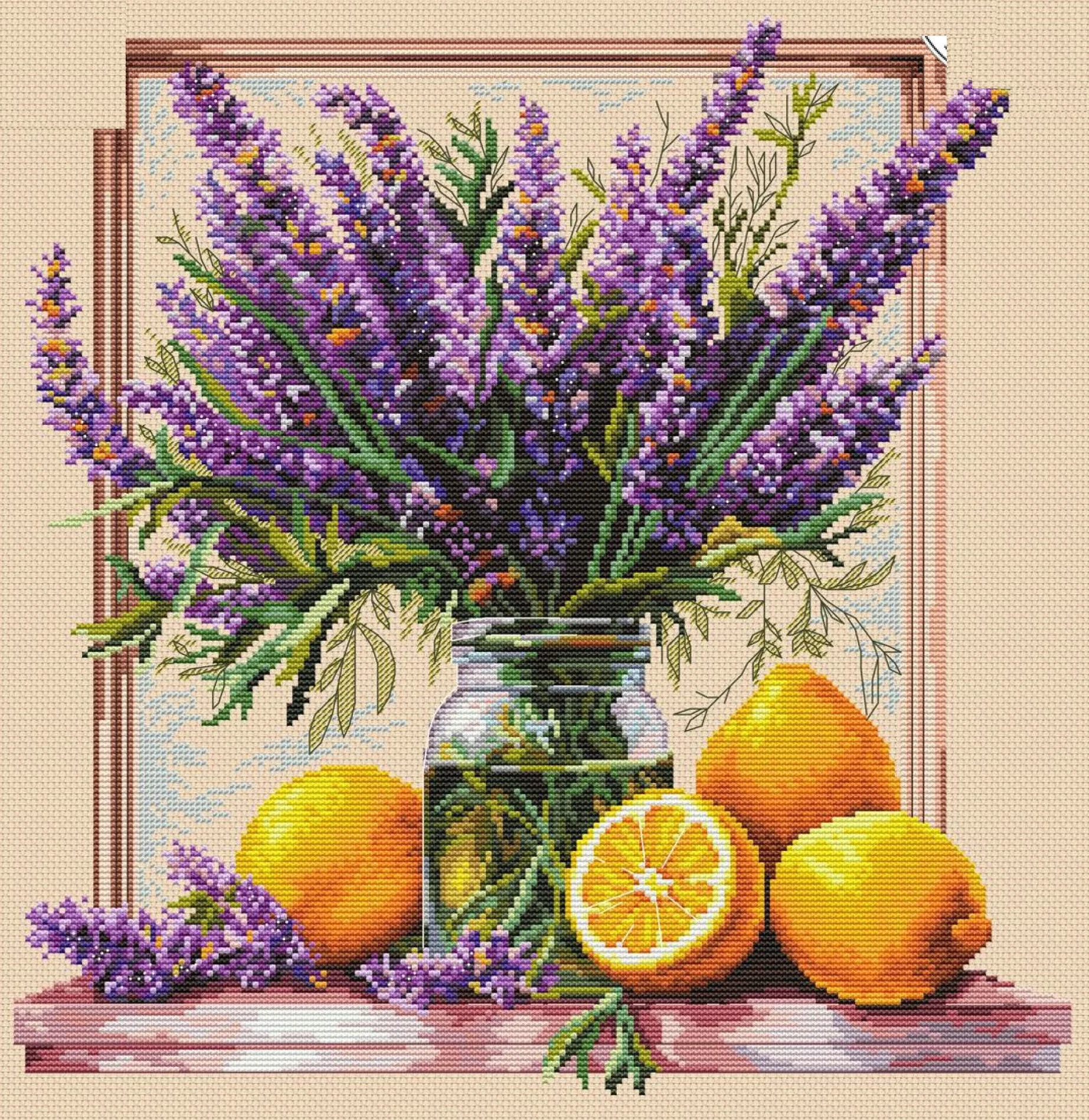 Cross Stitch Set Counted Cross Stitch Set,  Cross Stitch Kit  28ct 11ct 14ct 32ct Metallic aida Photo 22 Lemon Lavender 44-44