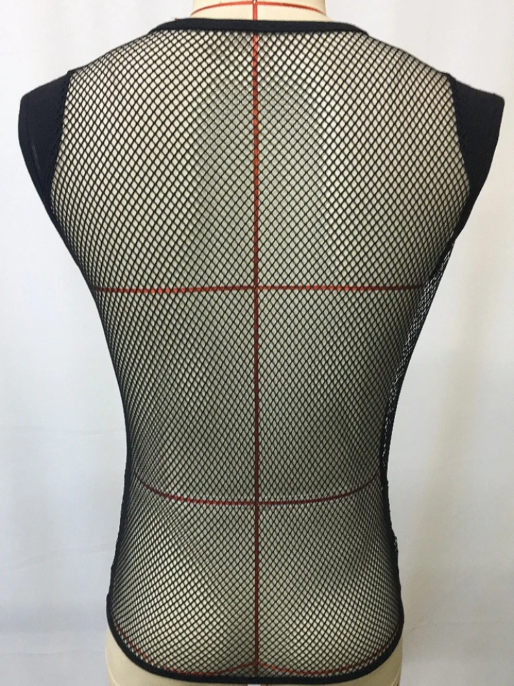 Summer Mens Clothing Hollow Out Sexy Tank Top V Neck Mesh Sleeveless Top Sexy T-shirt Black Fitness Running Outdoor Sports Tees