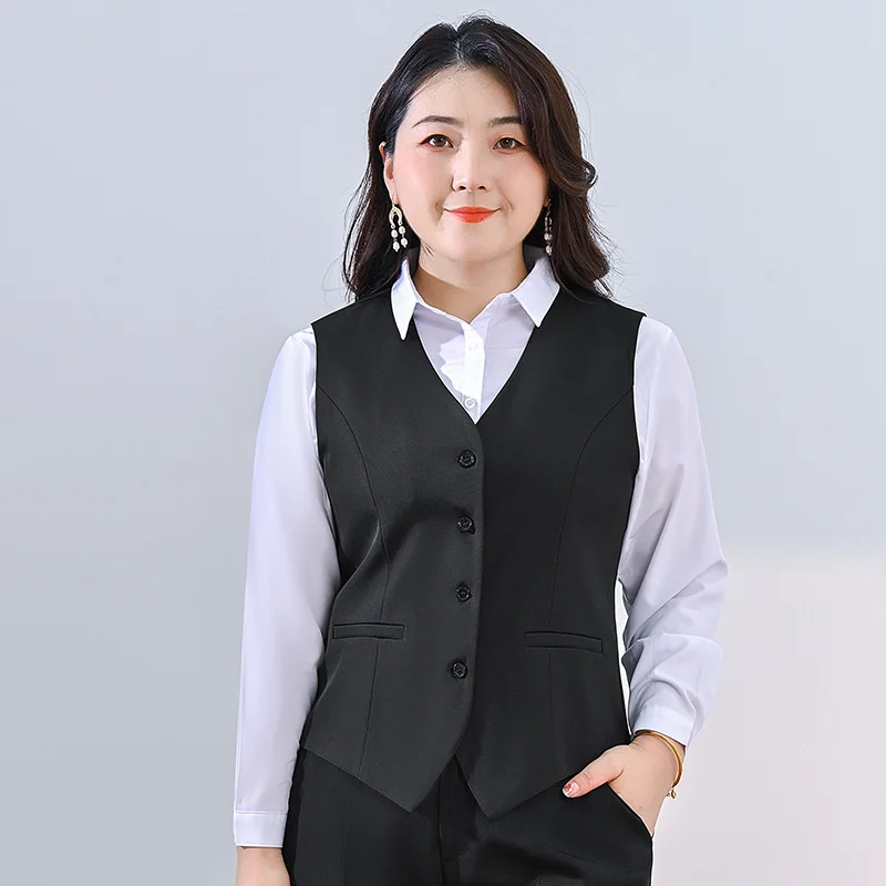 

plus Size Suit Vest Set Women's Workwear 200 Pounds Professional Vest Shoulder Strap Uniform Style Commute Fashion V-Neck Pol...