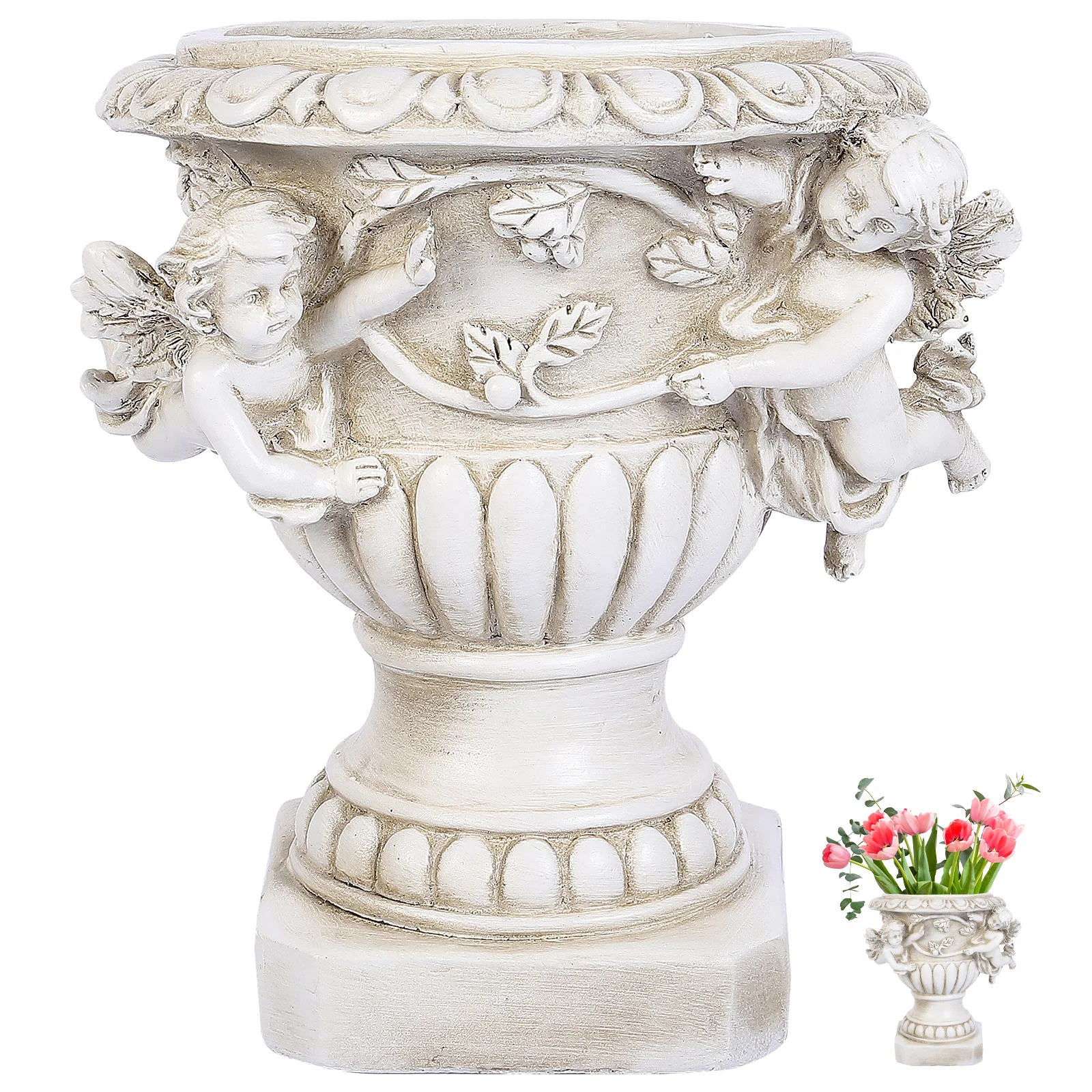 

1Pcs Angel Flower Pot Outdoor Garden Decor European Style Resin Crafts Flowerpot for Planting Green Plants Decorative Statue