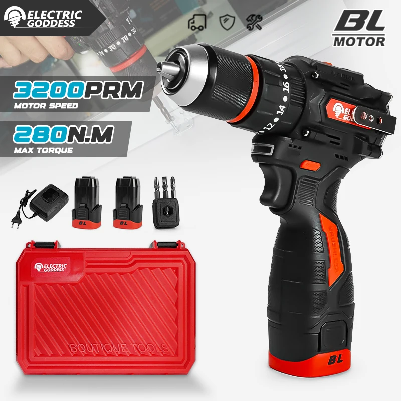 Drill Electric 16.8V 2 In1 Screwdriver Multi-function Power Tool 280Nm Torque Brushless Motor Screw Driver Electronics Repairing