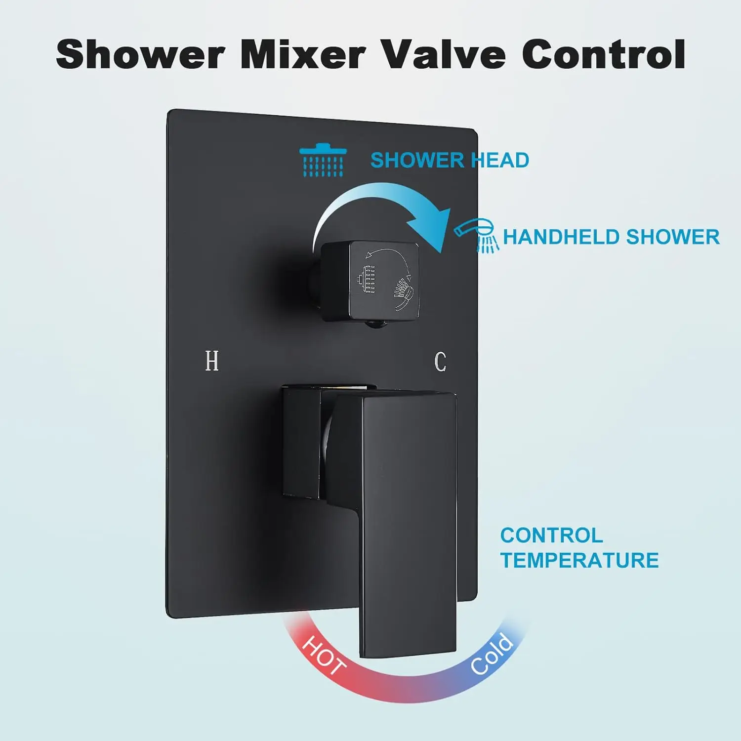 Ceiling Mount Matte Black Shower System 12 Inch Rain High Pressure Shower Head with Handheld Spray, Bathroom Shower Combo
