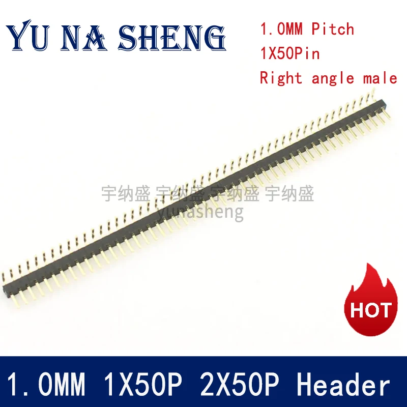 1mm 1.0mm Pitch Gold Plated 50P 1x50 2x50 Pin Female Male Header Strip Double Single Row Right Angle SMT Straight Connector