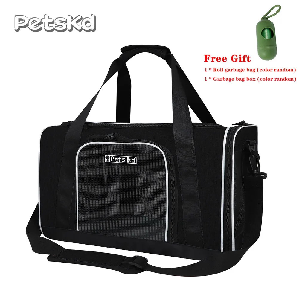 Portable Pet Carriers Bag Soft-sided Carrying Handbag Cat Dog Breathable Foldable Bag with Locking Safety Zippers Fit for Travel