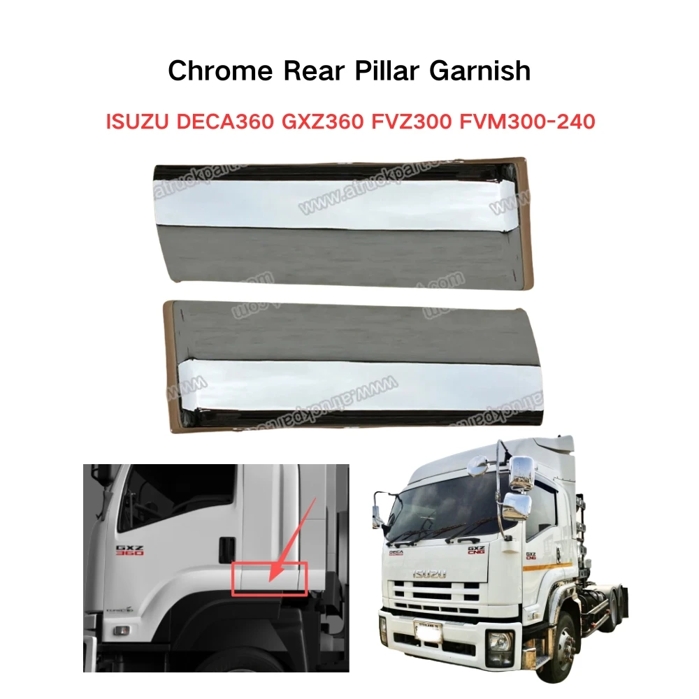 FDONG 1 Set 2 Pcs Chrome Rear Pillar Garnish for ISUZU DECA360 GXZ360 FVZ300 FVM300-240