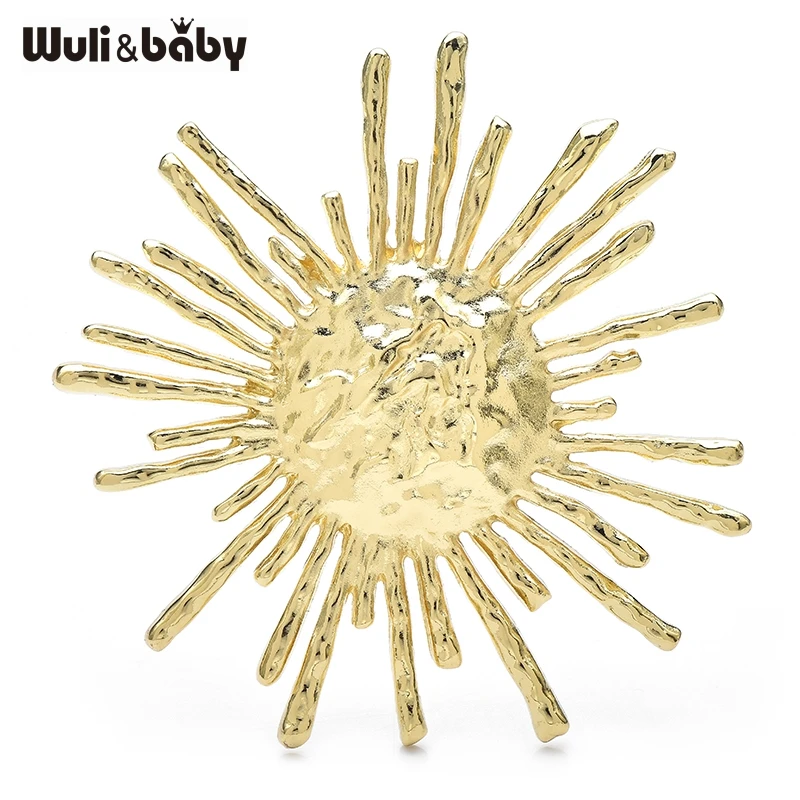 Wuli&baby Geometry Alloy Sun Brooch Pin Punk Metal Badge 2025 New Designer Jewelry Accessory For Suit and Coat