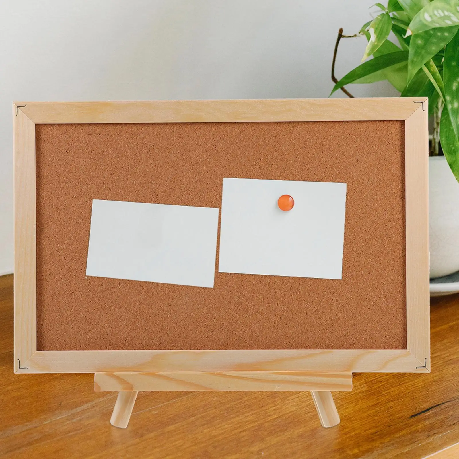 Memo Board Wooden Frame Note Office Stickers Desktop Cork with Stand Pine Bulletin