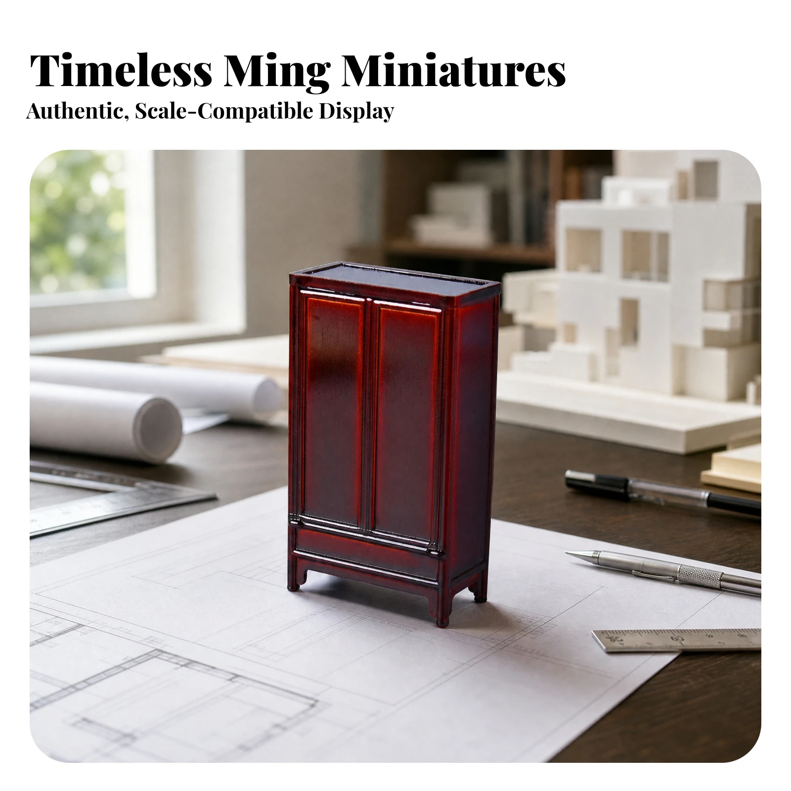 Chinese-Style Miniature Furniture Model Detailed 1:25 Scale ABS Furniture Model Compact Sturdy for Hobbyists, Sand-Table Scenes