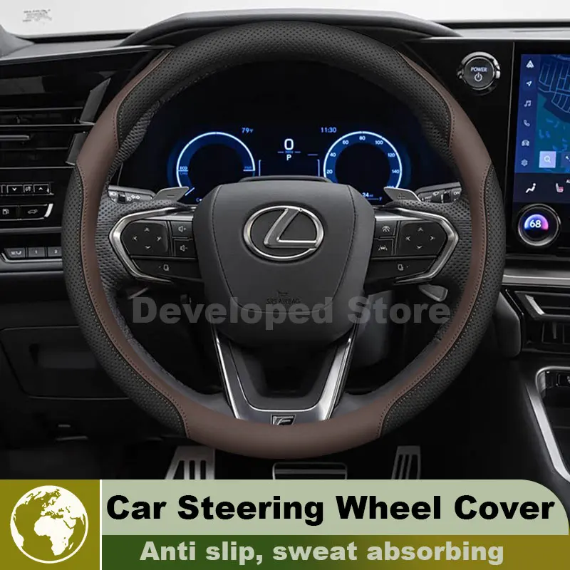 Leather Car Steering Wheel Cover For LEXUS RX NX UX ES TX LX600 LM GX LS TXL VX Series 2026 Auto Interior LEXUS RX Accessories